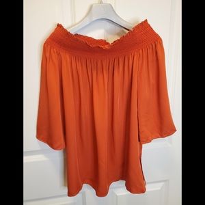 Theory Off the shoulder Top Color: Rust Orange Size: Small